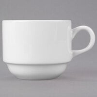 Syracuse China 950002507 Slenda 9 oz. Royal Rideau White Stacking Porcelain Tea Cup - 36/Case