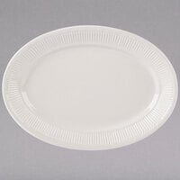 Tuxton HEH-091 Hampshire 9 1/8 inch x 6 1/2 inch Eggshell Embossed Oval China Platter - 24/Case