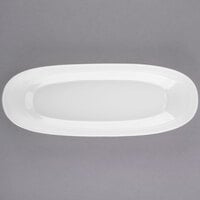 Syracuse China 905356401 Slenda 12" x 4 1/2" Oval Royal Rideau White Long Porcelain Plate - 12/Case