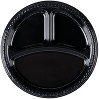 Solo PS1CE-0099 10 1/4 inch 3-Compartment Black Premium Party Plastic Plate - 500/Case