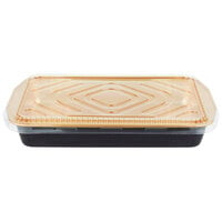 Durable Packaging 9664-PT-25 Smoothwall Black Diamond and Gold Extra Large Foil Entree / Take-Out Pan with Dome Lid 108 oz. - 25/Case