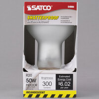Satco S4886 50 Watt Frosted Shatterproof Finish Incandescent Rough Service Flood Light Bulb - 120V (R20)
