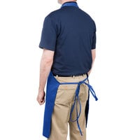 Chef Revival Royal Blue Poly-Cotton Customizable Bib Apron with 1 Pocket - 34 inch x 28 inch