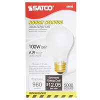 Satco S3932 100 Watt Frosted Shatterproof Finish Incandescent Rough Service Light Bulb -130V (A19)