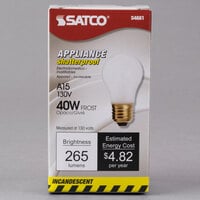 Satco S4881 40 Watt Frosted Shatterproof Finish Incandescent Rough Service Light Bulb - 130V (A15)
