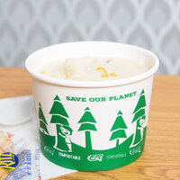EcoChoice 16 oz. Compostable Paper Soup / Hot Food Cup with Tree Design - 25/Pack