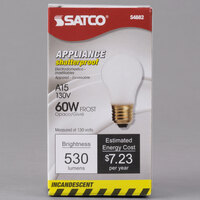 Satco S4882 60 Watt Frosted Shatterproof Finish Incandescent Rough Service Light Bulb - 130V (A15)