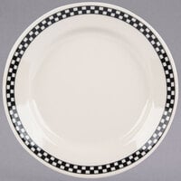 Homer Laughlin by Steelite International HL2041636 Black Checkers 8 1/4 inch Ivory (American White) Rolled Edge Plate - 36/Case
