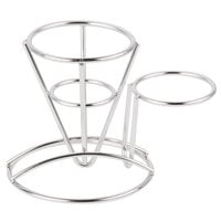 Clipper Mill by GET 4-880164 3 3/4" x 5" Round Stainless Steel Wire Cone Basket with Ramekin Holder