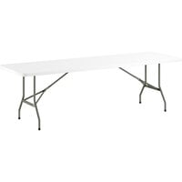 Lancaster Table & Seating 30" x 96" Heavy-Duty Granite White Plastic Folding Table