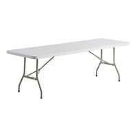 Lancaster Table & Seating 30" x 96" Heavy-Duty Granite White Plastic Folding Table with Sage Gray Legs