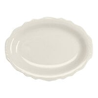 Homer Laughlin from Steelite International HL52600 Carolyn 11 3/4" x 8 5/8" Ivory (American White) Scalloped Edge Oval Platter - 12/Case