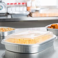 Durable Packaging 9553-SL-50 65.6 oz. Smooth Silver Large Entree / Take Out Pan with Dome Lid - 10/Pack