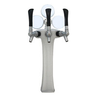 Micro Matic 6403-C-F-M Maxi Panther Ice Frosted Chrome Glycol Cooled 3 Tap Tower with Lighted Medallions