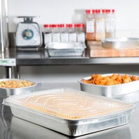 Durable Packaging 9664-SL-25 108 oz. Smooth Silver Extra Large Entree / Take Out Pan with Dome Lid - 5/Pack