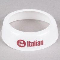 Tablecraft CM16 Imprinted White Plastic Fat Free Italian Salad Dressing Dispenser Collar with Maroon Lettering