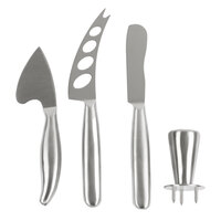 4 Piece Stainless Steel Cheese Knife and Button Clincher Set