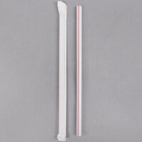 Choice 7 3/4" Giant Red and White Striped Wrapped Straw - 7500/Case