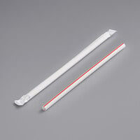 Choice 7 3/4 inch Giant Red and White Striped Wrapped Straw - 7500/Case