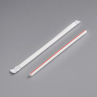 Choice 7 3/4" Giant Red and White Striped Wrapped Straw - 7500/Case