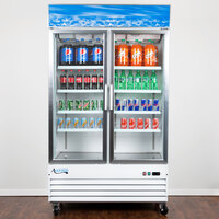 Avantco GDC-40-HC 48 inch White Swing Glass Door Merchandiser Refrigerator with LED Lighting