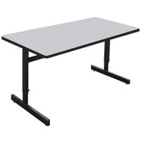 Correll EconoLine 30 inch x 60 inch Rectangular Gray Granite Melamine Top Adjustable Height Computer and Training Table