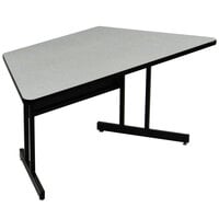 Correll EconoLine 30" x 60" Trapezoid Gray Granite Melamine Top Desk Height Computer and Training Table