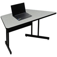 Correll EconoLine 30 inch x 60 inch Trapezoid Gray Granite Melamine Top Desk Height Computer and Training Table