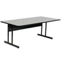 Correll EconoLine 24 inch x 48 inch Rectangular Gray Granite Melamine Top Keyboard Height Computer and Training Table