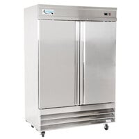 Avantco SS-2F-HC 54 inch Stainless Steel Two Section Solid Door Reach-In Freezer