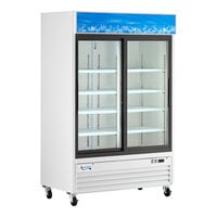 Avantco GDS-47-HC 53 1/8" White Sliding Glass Door Merchandiser Refrigerator with LED Lighting