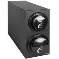 San Jamar L2912BK EZ-Fit® Black 2-Slot Vertical Countertop Lid Dispenser Cabinet with 1 8-24 oz. Lid Slot and 1 24-46 oz. Lid Slot