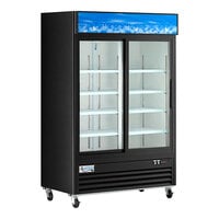 Avantco GDS-47-HC 53 inch Black Sliding Glass Door Merchandiser Refrigerator with LED Lighting