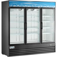 Avantco GDC-69-HC 78 1/4 inch Black Swing Glass Door Merchandiser Refrigerator with LED Lighting