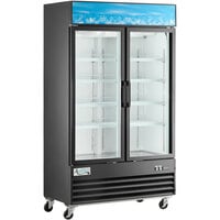 Avantco GDC-40-HC 48 inch Black Swing Glass Door Merchandiser Refrigerator with LED Lighting