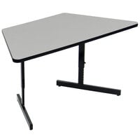 Correll EconoLine 30 inch x 60 inch Trapezoid Gray Granite Melamine Top Adjustable Height Computer and Training Table