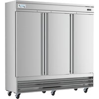 Avantco SS-3F-HC 81 5/16 inch Stainless Steel Solid Door Reach-In Freezer