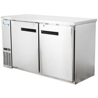 Avantco UBB-60-HC-S 60" Stainless Steel Counter Height Narrow Solid Door Back Bar Refrigerator with LED Lighting