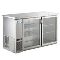 Avantco UBB-60G-HC-S 60 inch Stainless Steel Counter Height Narrow Glass Door Back Bar Refrigerator with LED Lighting