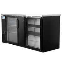 Avantco UBB-3G-HC 69 inch Black Counter Height Glass Door Back Bar Refrigerator with LED Lighting