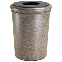 Commercial Zone 720920 StoneTec 50 Gallon Riverstone Round Stone Trash Receptacle with Lid