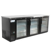 Avantco UBB-4G-HC 90" Black Counter Height Glass Door Back Bar Refrigerator with LED Lighting