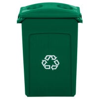 Rubbermaid Slim Jim 92 Qt. / 23 Gallon Green Rectangular Recycling Container with Green 2 Hole Lid