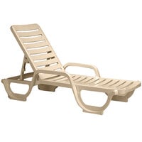 Grosfillex US031066 Bahia Sandstone Stacking Adjustable Resin Chaise - 2/Pack