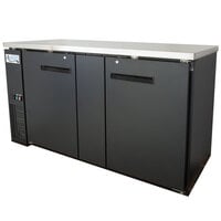 Avantco UBB-3-HC 69 inch Black Counter Height Solid Door Back Bar Refrigerator with LED Lighting