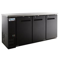 Avantco UBB-72-HC 73 inch Black Counter Height Narrow Solid Door Back Bar Refrigerator with LED Lighting