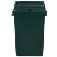 Rubbermaid Slim Jim 92 Qt. / 23 Gallon Green Rectangular Trash Can with Green Drop Shot Lid