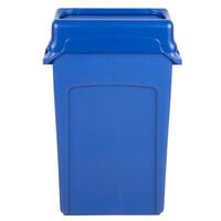 Rubbermaid Slim Jim 92 Qt. / 23 Gallon Blue Rectangular Trash Can with Blue Drop Shot Lid