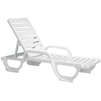 Grosfillex US031004 Bahia White Stacking Adjustable Resin Chaise   - 2/Pack