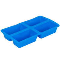 Wilton 2105-4826 Easy-Flex Blue Silicone 4 Compartment Mini Loaf / Dessert Mold - 5 1/2 inch x 2 7/8 inch x 2 inch Cavities